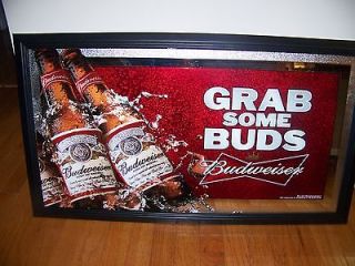 Budweiser GRAB SOME BUDS mirror NEW NEVER DISPLAYED Bud
