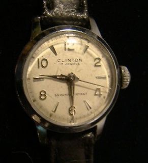 Vintage Clinton 17 Jewel Shock Resistant Wind Up Swiss Watch