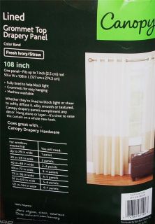   Lined Color Band Drapery Panel 50x108 Ivory/Straw CURTAINS Grommet Top