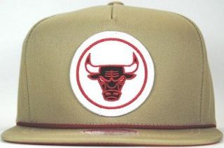 Chicago Bulls NBA Cotton Khaki Snapback Hat MItchell & Ness Authentic 
