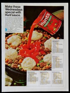 Vintage 1967 Hunts Tomato Sauce Magazine Ad Make Wednesdays Special