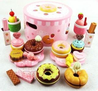   strawberry donut party kids pretend play house kitchen wooden toys