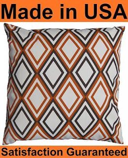 16x16 black and orange ikat canvas decorative throw pillow cover 