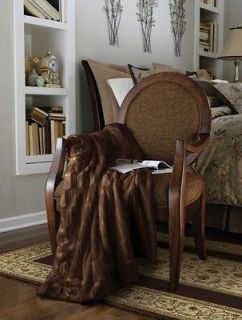 Chocolate Brown Pattern Faux Mink Fur Accent Throw Blanket Bed Sofa 