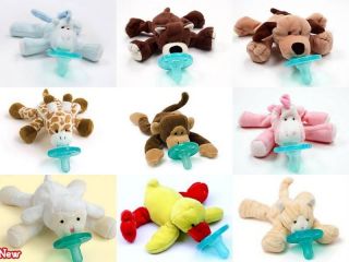   Infant Baby Soothie Dummy Pacifier with Cuddly Plush Animal NEW