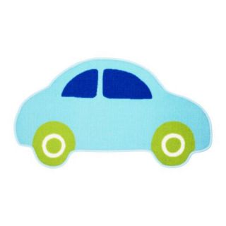NEW IKEA KIDS RUG CARPET BLUE CAR SHAPE