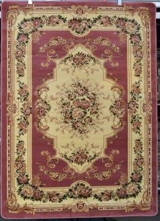 Rose pink ivory beige 5x7 Floral Victorian area rug carpet 2857