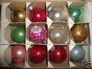 12 Vintage Glass Christmas Ornaments   SHINY BRIGHT   Box #1