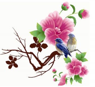Transparent Removable Chinese Style bird flower Wall sticker /wall 