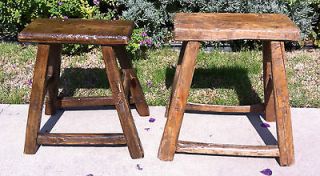 Set of 2 ANTIQUE CHINESE WOODEN STOOLS