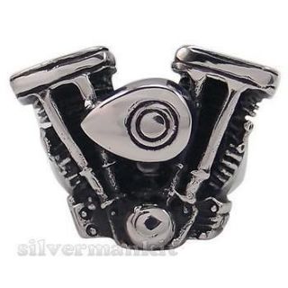 Mens Motorcycle Engine Chopper Rumble Biker Stainless Steel Ring Size 