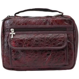 New Large Burgundy Leather Bible Cover Book Case Tote Holy Cross 
