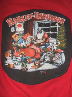 Vintage 1980s 3D EMBLEM Christmas Santa Harley Davidson Shirt