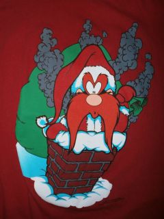   CHRISTMAS T SHIRT Looney Tunes SANTA CLAUS Chimney Presents vtg 90s