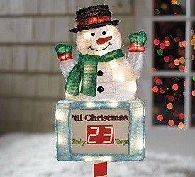 NEW Christmas Countdown Snowman Lighted Digital Clock Yard Decor