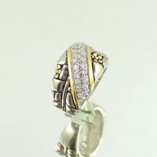 Royal Persian Byzantine Pave Sculpted Cable Cocktail Ring Zirconia 