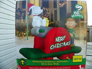 christmas airblown gemmy snoopy handcar animated lighted inflatable 