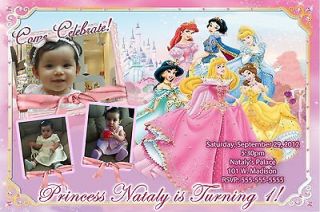   Princess snow white, cinderella, bella photo birthday party invitation