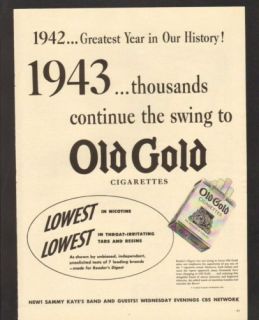1943 Print Ad Old Gold Cigarettes Sammy Kayes band CBS