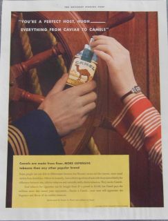 1933 CAMEL CIGARETTES AD   Nice Color   Cartier Watch