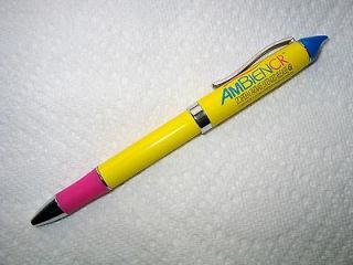 Drug Rep Pens Ambien CR Heavy Metal Yellow Pink Blue Stylus Rare Find
