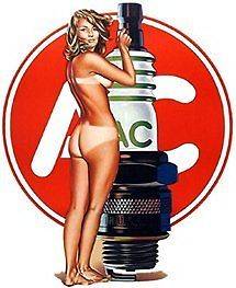 AC Spark Plug Girl Sticker Texaco Sinclair Gulf Shell Gas & Oil 