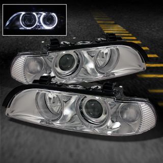 97 03 BMW E39 5 SERIES HALO PROJECTOR HEADLIGHTS LAMP CHROME 98 99 00 