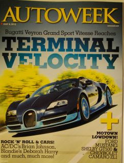 Autoweek Magazine July 9 2012 Bugatti Veyron Ford Mustang Shelby GT500 