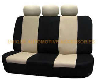 BUICK SUBARU 5PC BEIGE & BLACK POLYESTER CLOTH AUTO FRONT REAR BENCH 