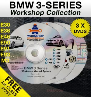 BMW 3 Series Workshop Service Manual E30 E36 E46 E90 E91 E92 E93 M3 