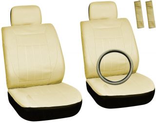 Piece Solid Tan Front Car Seat Cover Set Bucket Chairs with Wheel 