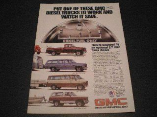 1982 GMC Trucks Ad Diesel Pickup Suburban Van Jimmy