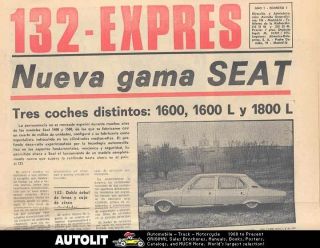 1974 Fiat Seat 132 Factory Newspaper Brochure