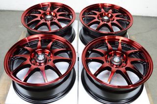 15 4x100 4x114.3 Red Effect Wheels Accent Scion Xb Lancer Galant ZX2 