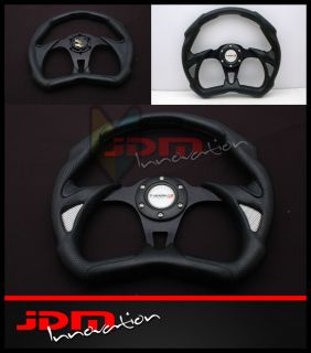 350mm Universal JDM PVC Leather Black/Silver Jet Racing Steering Wheel