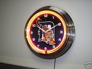 DETROIT TIGERS MLB AWESOME NEON CLOCK