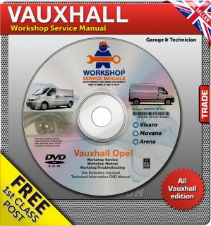 Vauxhall Trade workshop Service Repair Manual CD for Vivaro Movano 