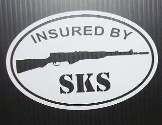   BY SKS OVAL DECAL , ak , ak47 , sks , gun, yugo, kalishnikov, sticker