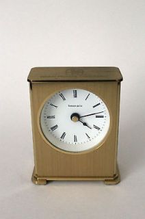 Vintage Tiffany Desk Tabletop Boudoir Brass Quartz Clock 1980s Gift