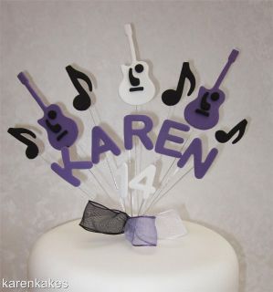 ACOUSTIC GUITAR BIRTHDAY CAKE TOPPER 13th 16th 18th ANY NAME, AGE OR 