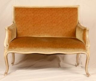Antique French Louis XV Style White Painted Settee Sofa Loveseat c 