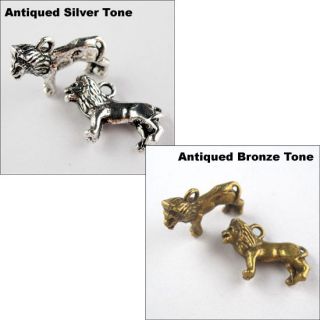 8Pcs Tibetan Silver,Bronze Tone 3D Lion Charms Pendants 15.5x23mm L136