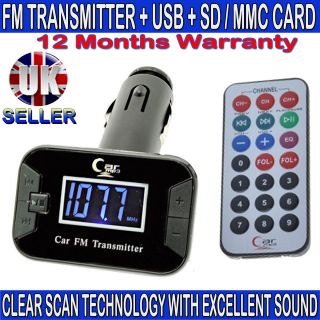 CAR FM RADIO TRANSMITTER MUSIC +REMOTE FOR IPOD TOUCH 4G 4TH GEN SD 