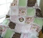   Rag Quilt KIT pink brown green monkey & hearts with applique shapes