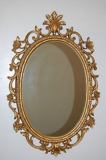   Vintage Ornate Gold/Brass 8.6 lb.Homco 2037 Syroco Oval Wall Mirror