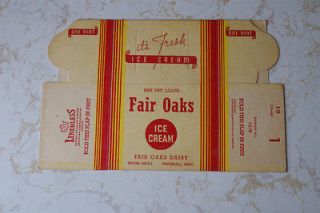 Old Vintage Ad Dairy Fair Oaks Ice Cream Pint Box Container Whitehall 