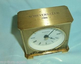   Tiffany & Co Desk Tabletop Boudoir Brass Quartz Clock 1980s Gift