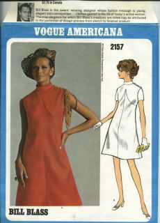Vogue Americana 2157 sewing pattern A line DRESS Bill Blass vintage 60 
