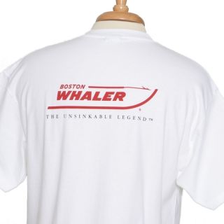 Boston Whaler White Logo 100% Cotton Short Sleeve T shirt