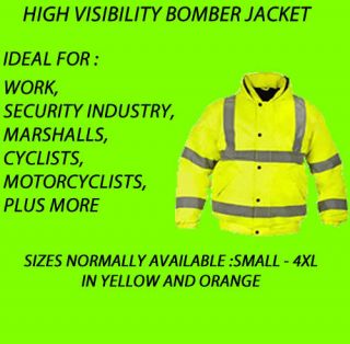 High Visibility Bomber Jacket Waterproof Work Wear Yellow & Orange 